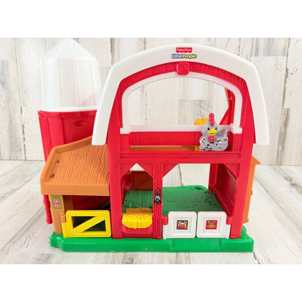 2005 Fisher Price Little People Animal Sounds Farm Barn Silo Playset - Picture 2 of 8
